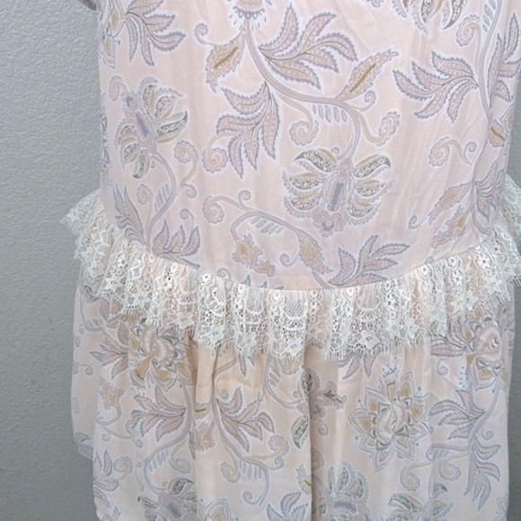 LOFT Light Pink Floral Lace Boho Midi Dress Size XS - Picture 3 of 8